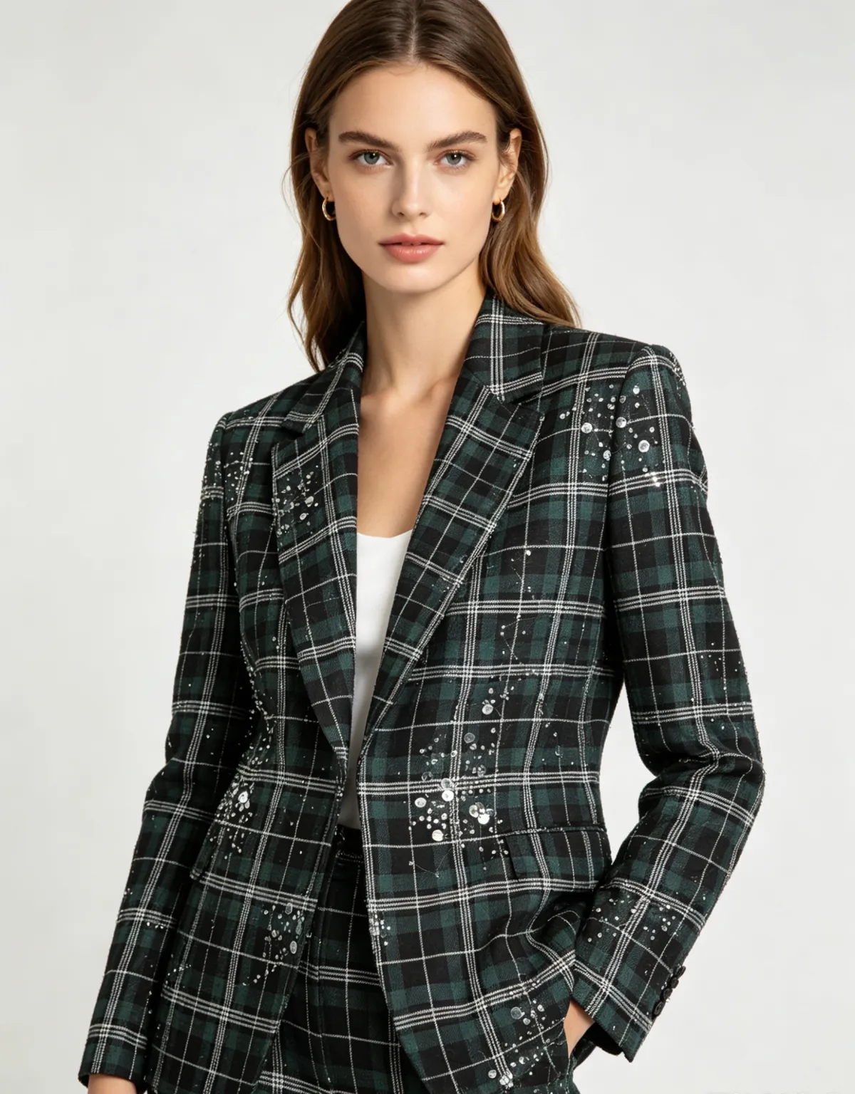 NIUNIU TEXTILE 涤棉弹力格子绣花 56%C 8%T 33%R 3%SP