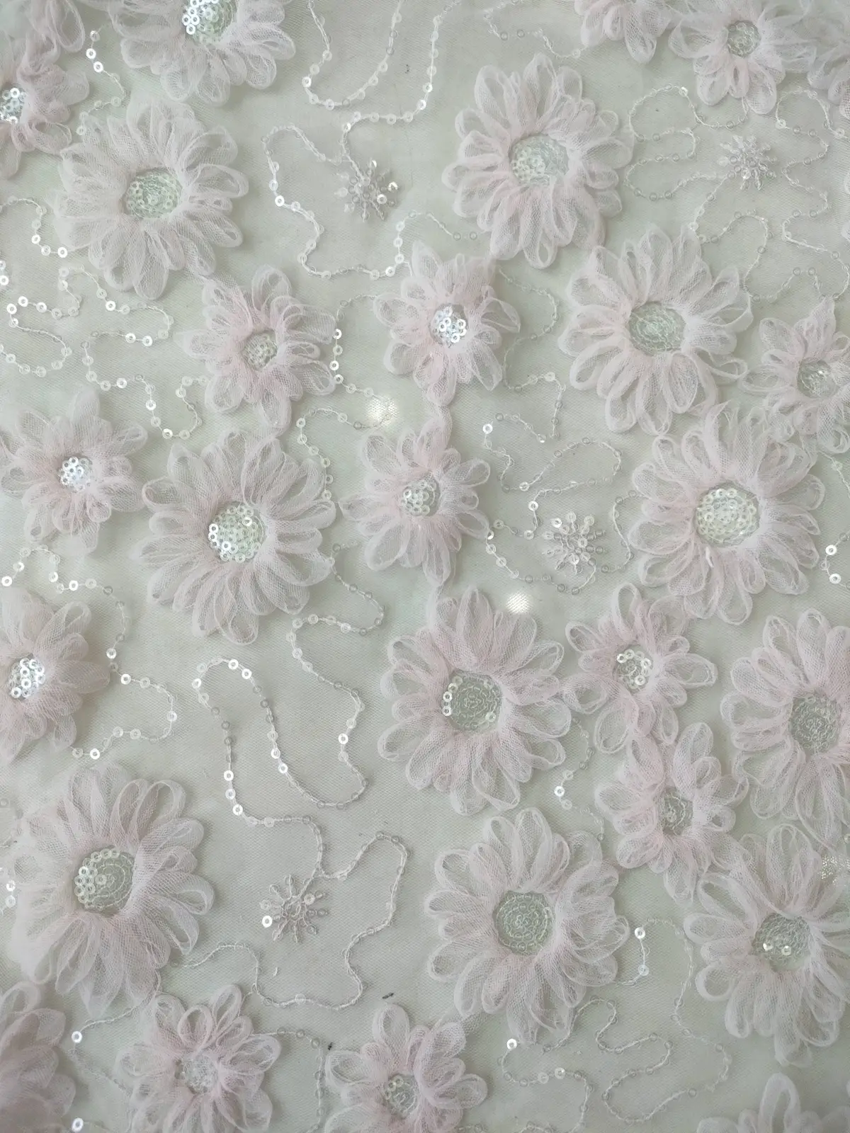 绍兴市星承纺织品有限公司 盘带+亮片 底布100%N  绣花N+P