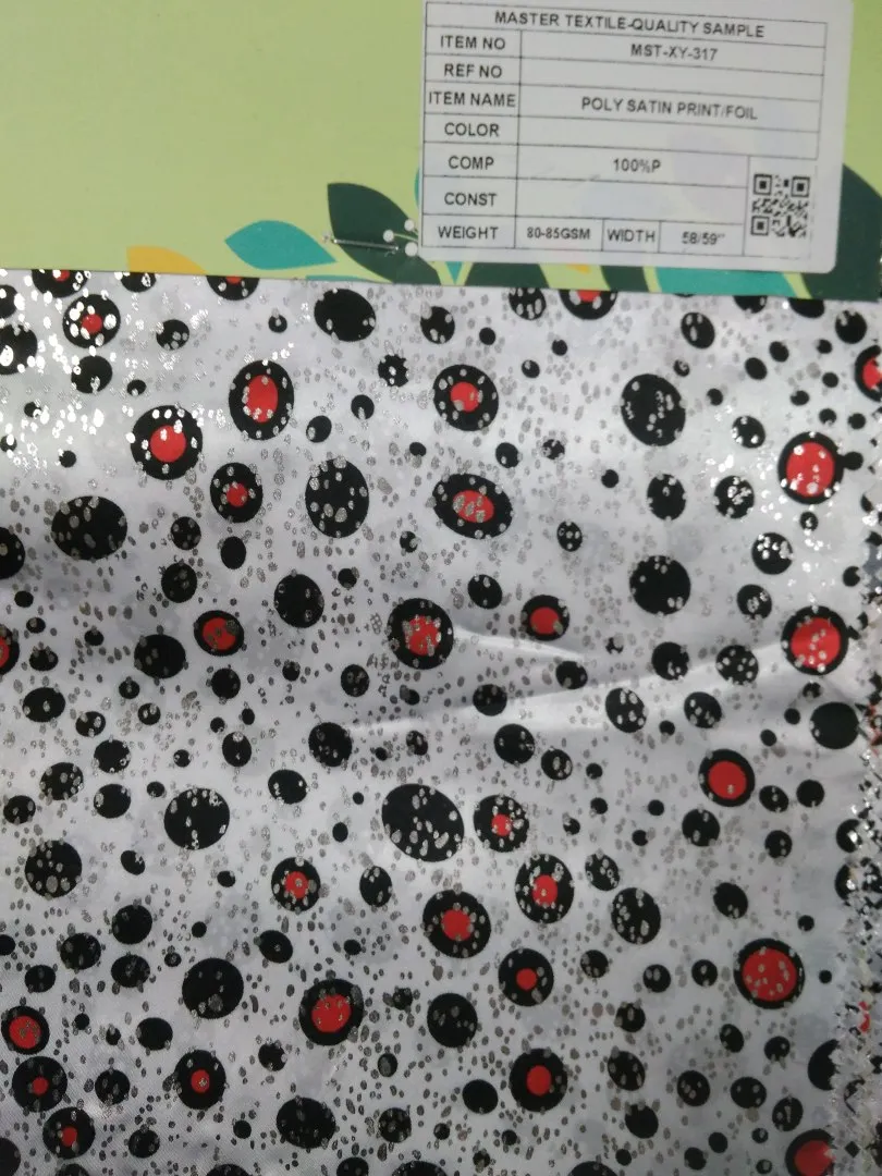 MASTER TEXTILE IMPEX LIMITED POLY SATIN PRINT/FOIL 100%P