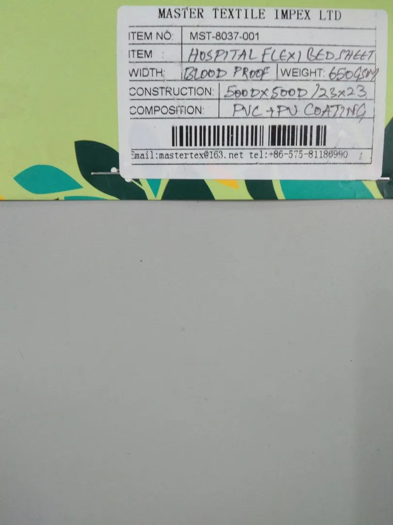 MASTER TEXTILE IMPEX LIMITED HOSPITAL FLEX1 BED SHEET BLOOD PROOF PVC+PU COATING