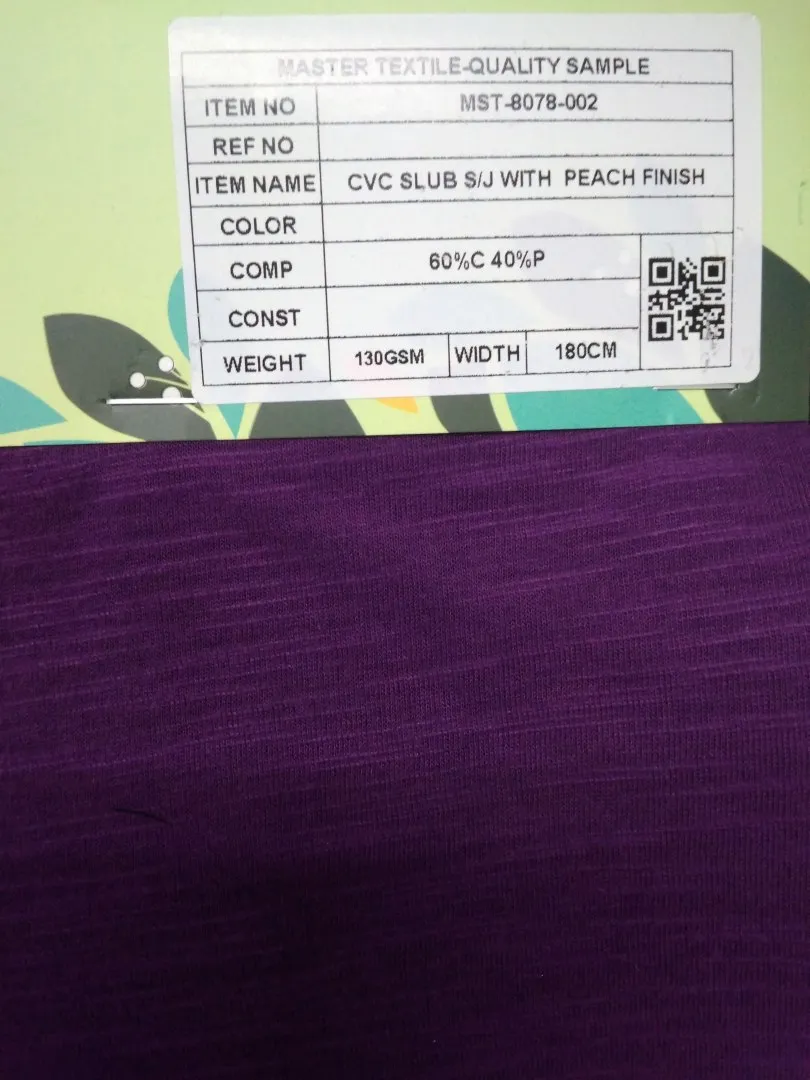 MASTER TEXTILE IMPEX LIMITED CVC SLUB S/J WITH PEACH FINISH 65%C 40%P