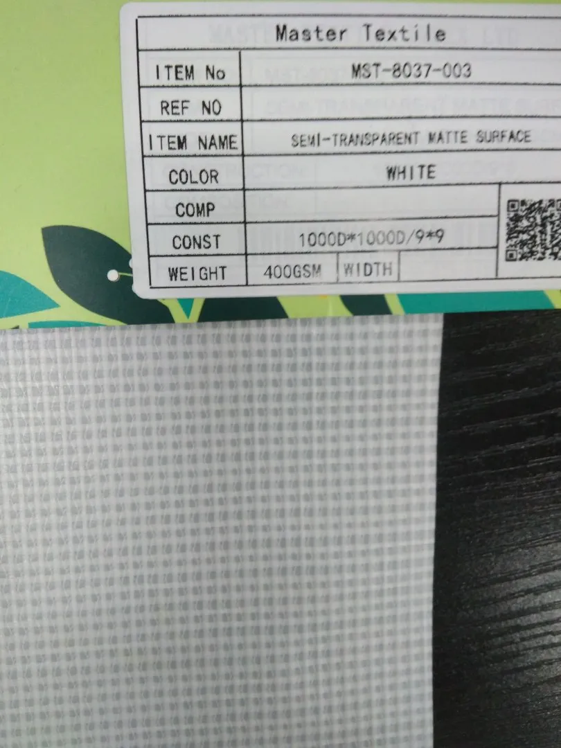 MASTER TEXTILE IMPEX LIMITED SEMI-TRANSPARENT MATTE SURFACE 
