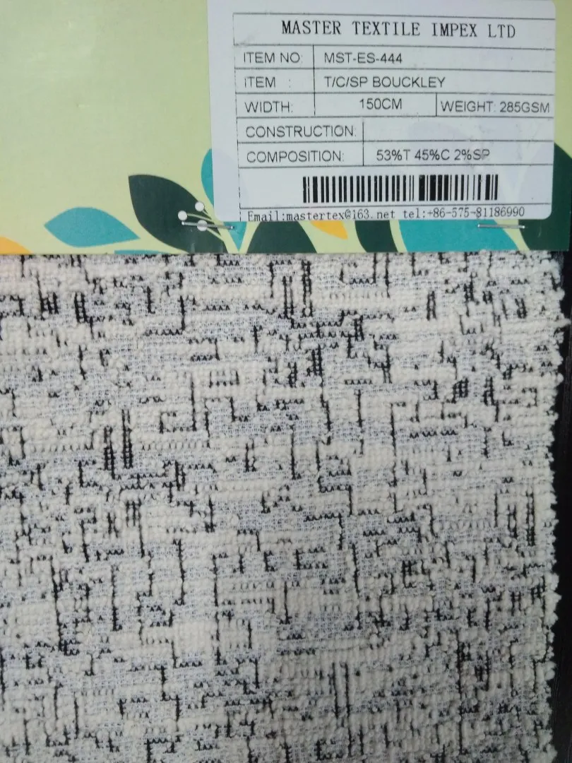 MASTER TEXTILE IMPEX LIMITED T/C/SP BOUCKLEY 53%T 45%C 2%SP