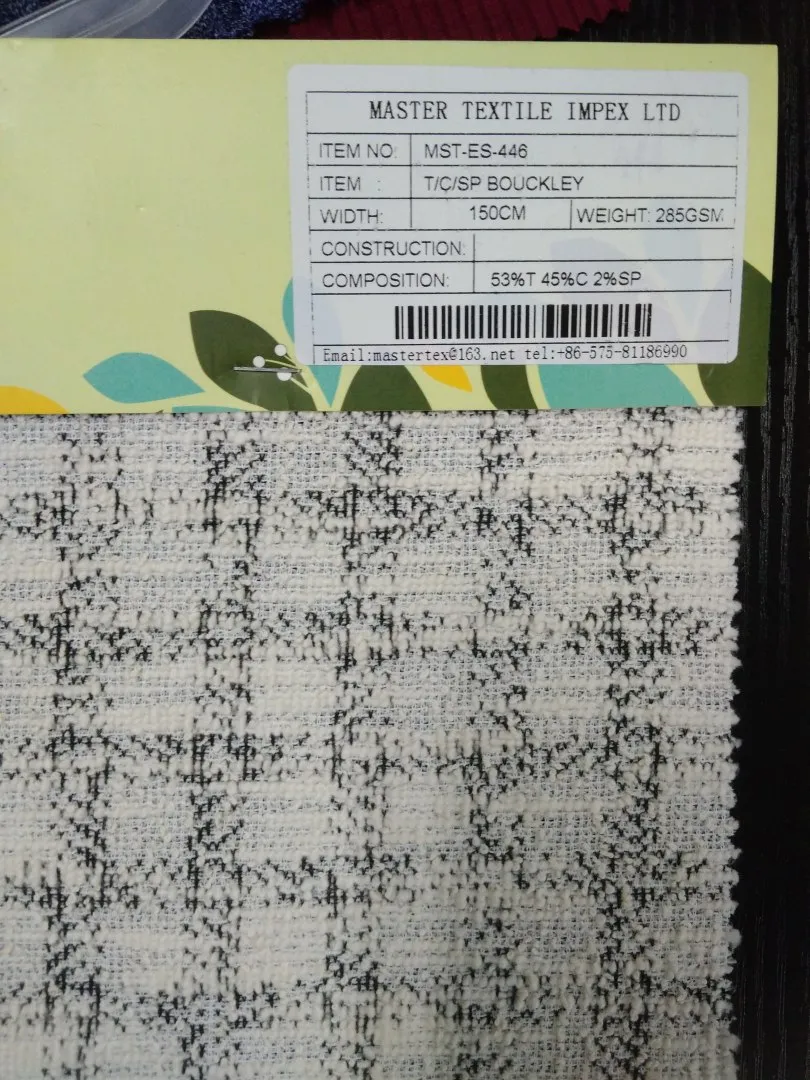 MASTER TEXTILE IMPEX LIMITED T/C/SP BOUCKLEY 53%T 45%C 2%SP