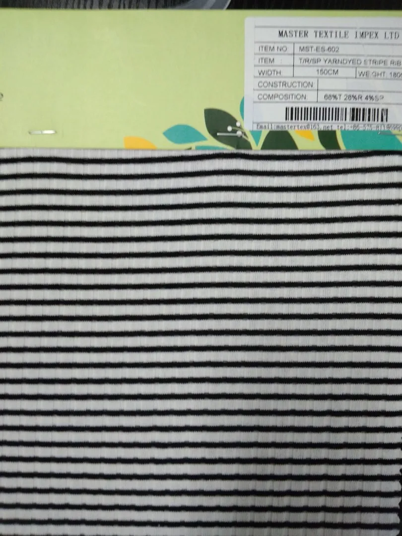 MASTER TEXTILE IMPEX LIMITED T/R/SP YARN DYED STRIPE RIB 68%T 28%R 4%SP