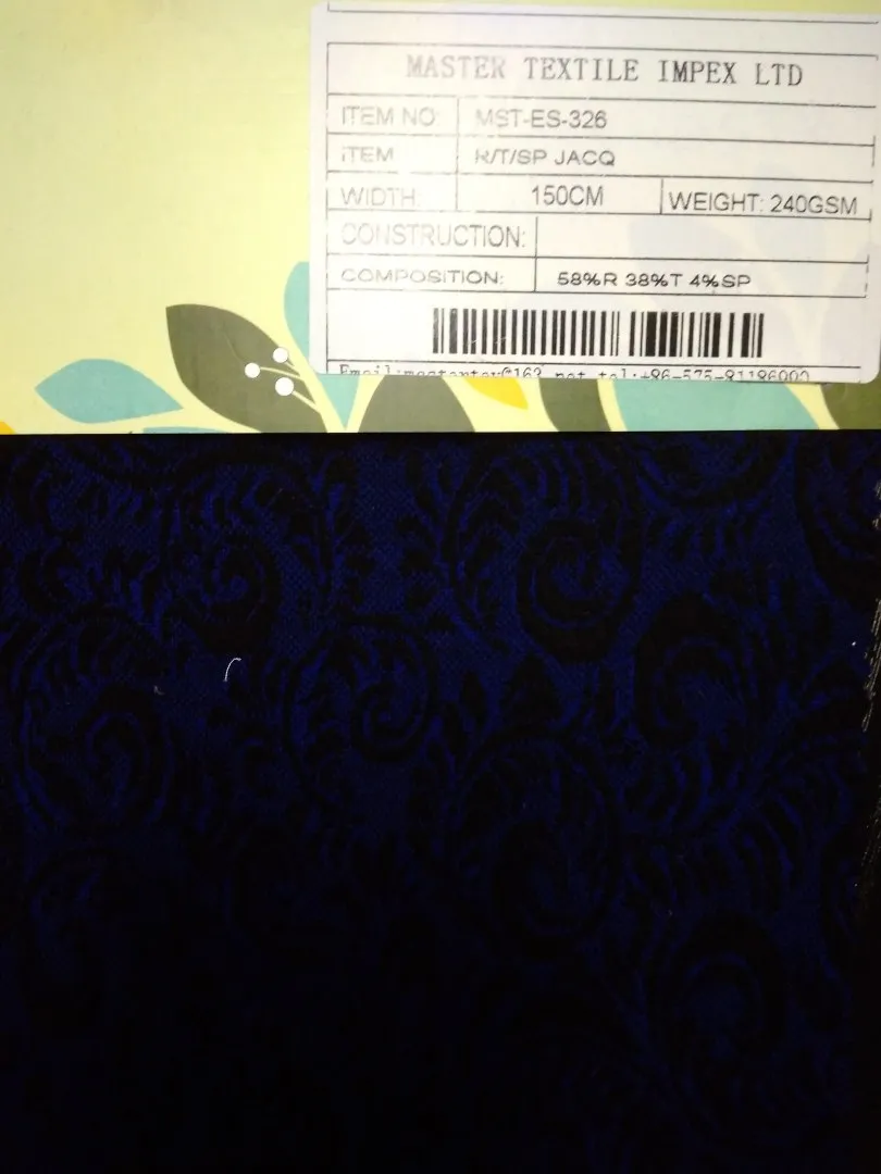 MASTER TEXTILE IMPEX LIMITED R/T/SP JACQ 58%R 38%T 4%SP